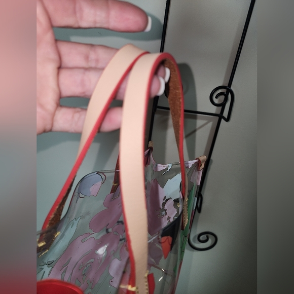Dooney And Bourke Leather Strap DB Floral Rose Clear Small Tote Gift Bag - Picture 4 of 6